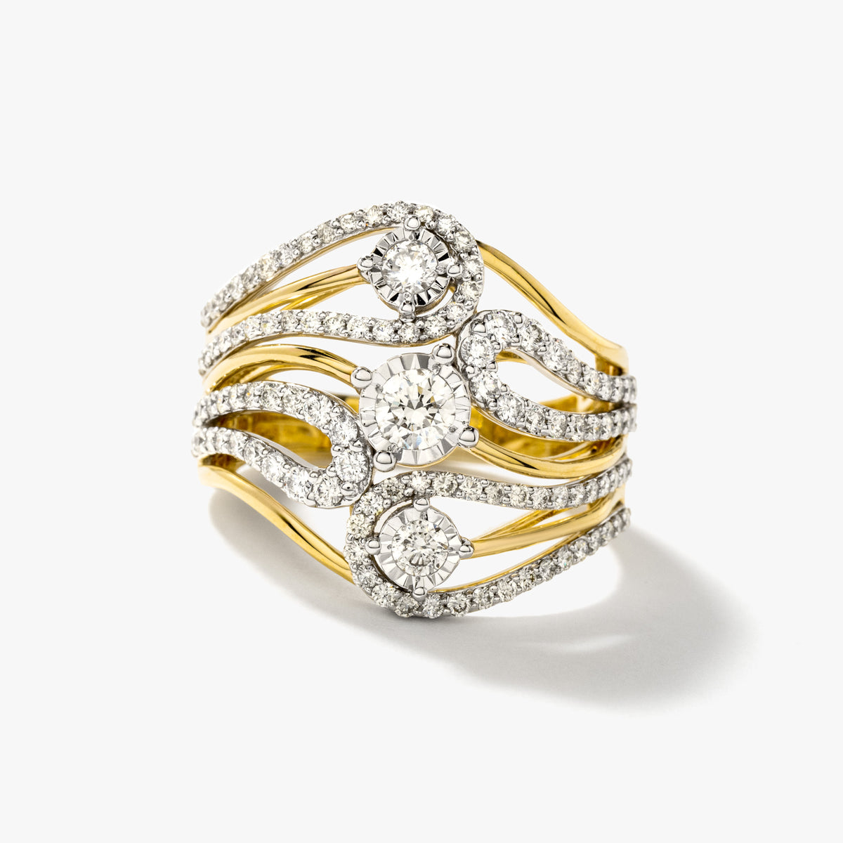 Diamond Cluster Ring in 10K Yellow and White Gold (0.96 ct tw)
