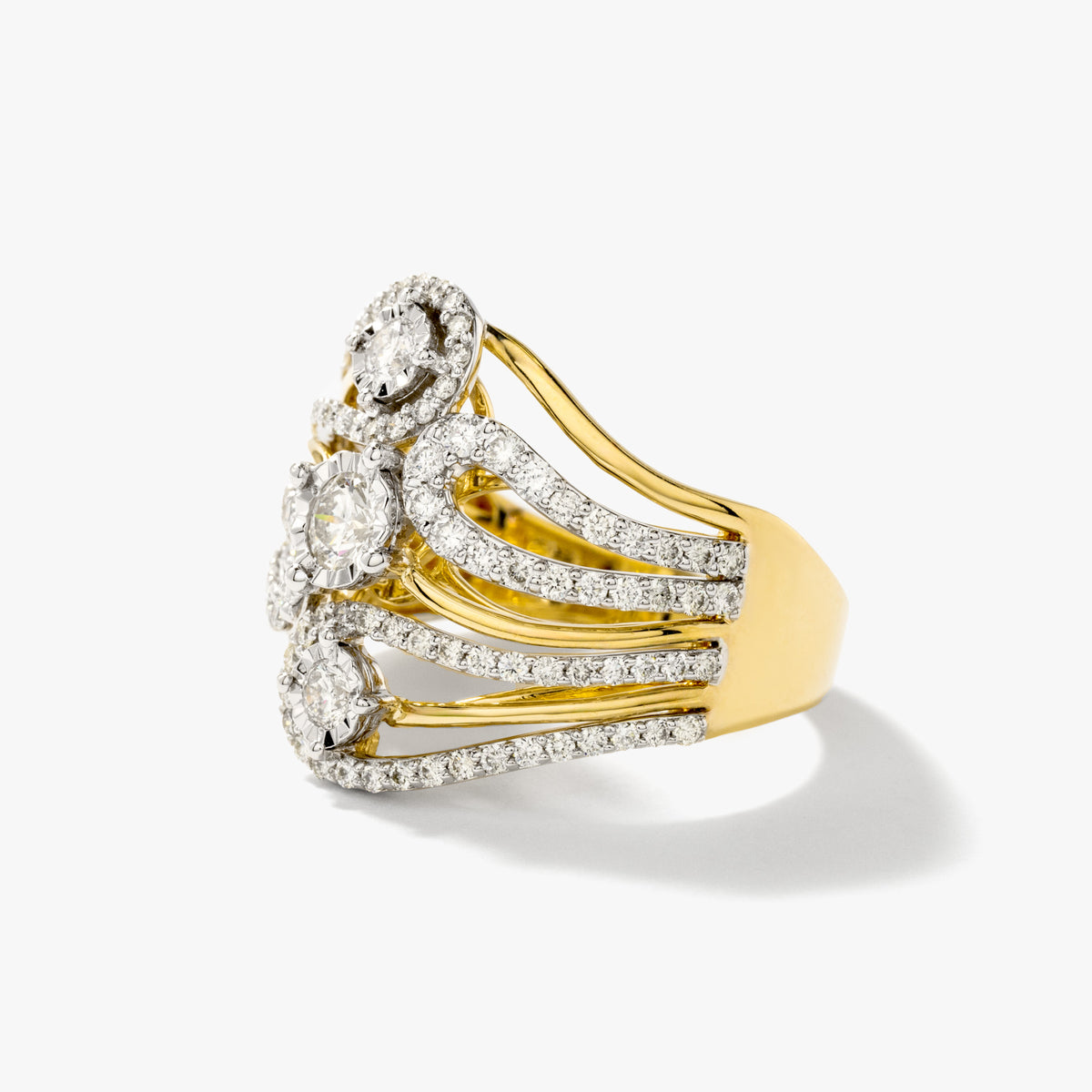 Diamond Cluster Ring in 10K Yellow and White Gold (0.96 ct tw)