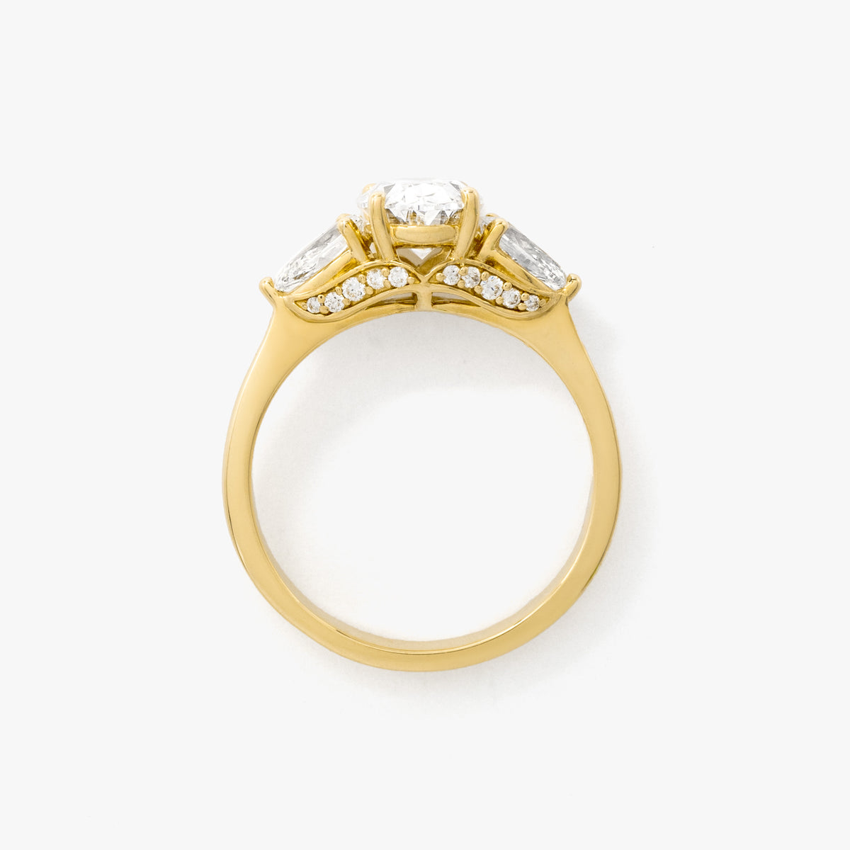 Three Stone Lab Grown Diamond Engagement Ring in 14K Yellow Gold (2.10 ct tw)