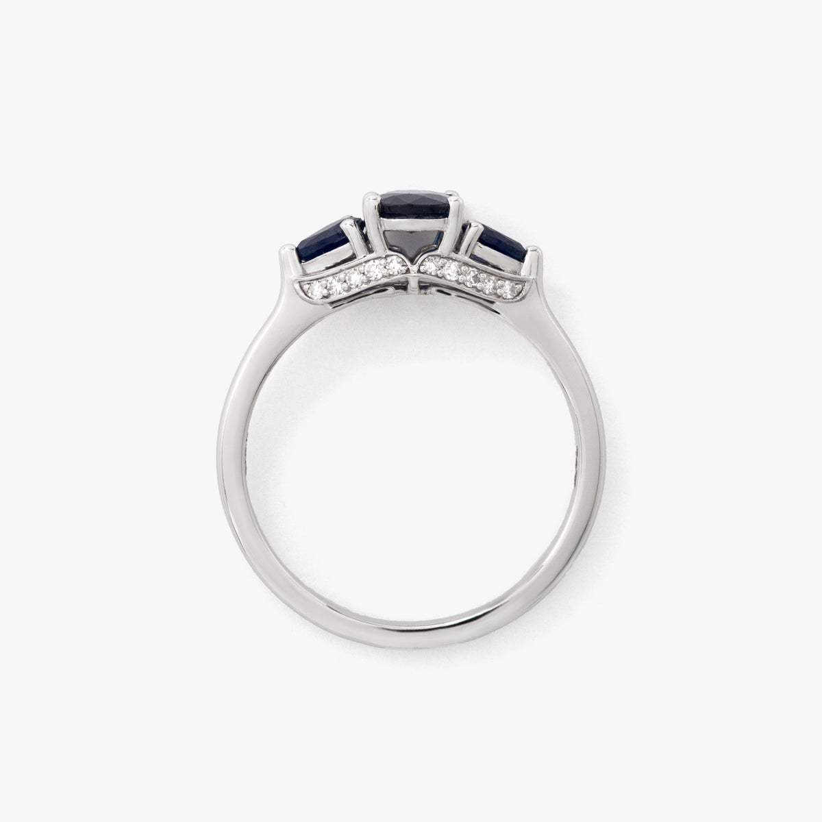Three Stone Sapphire Ring 10K White Gold