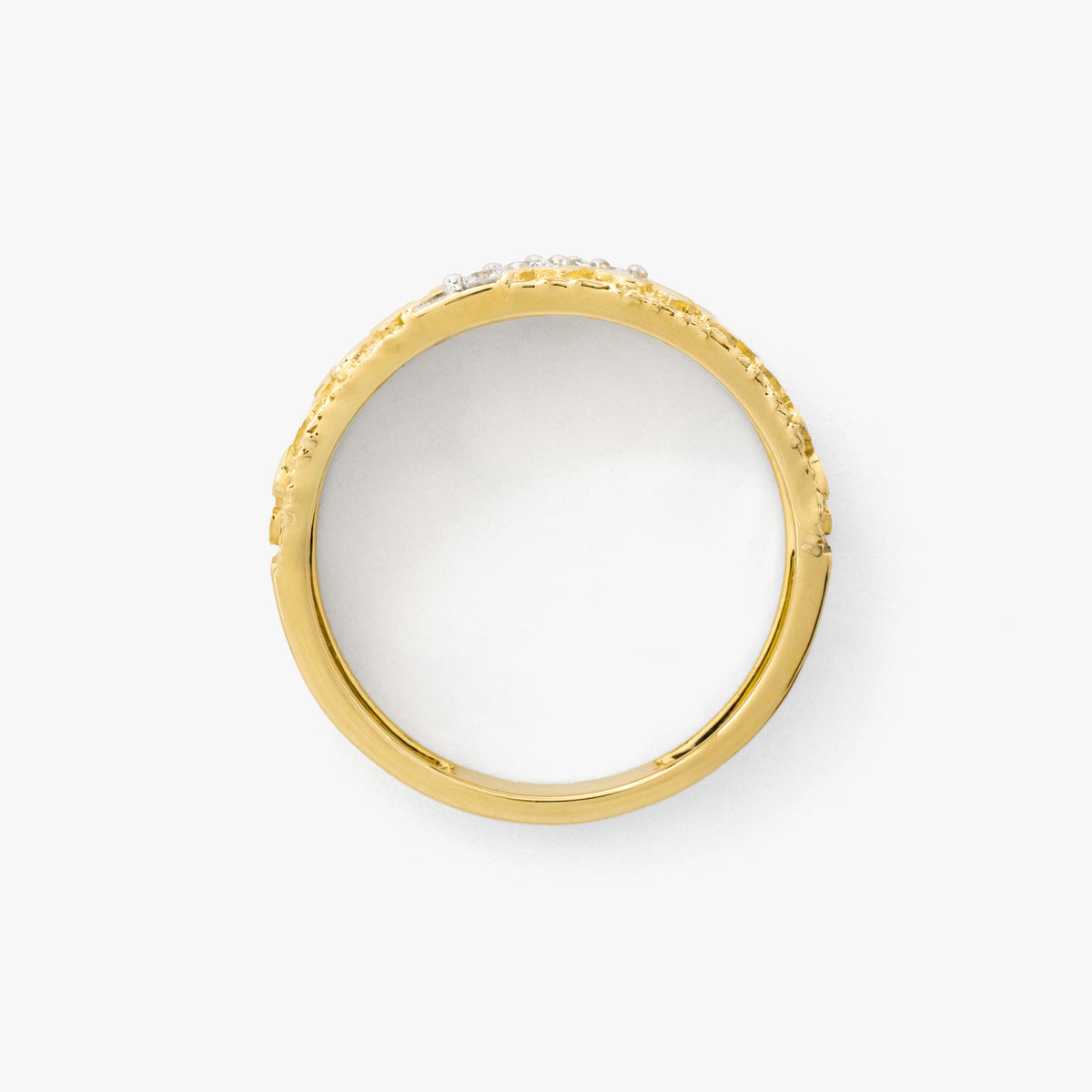 Men's Diamond Gold Nugget Ring in 10K Yellow Gold (0.20 ct tw)