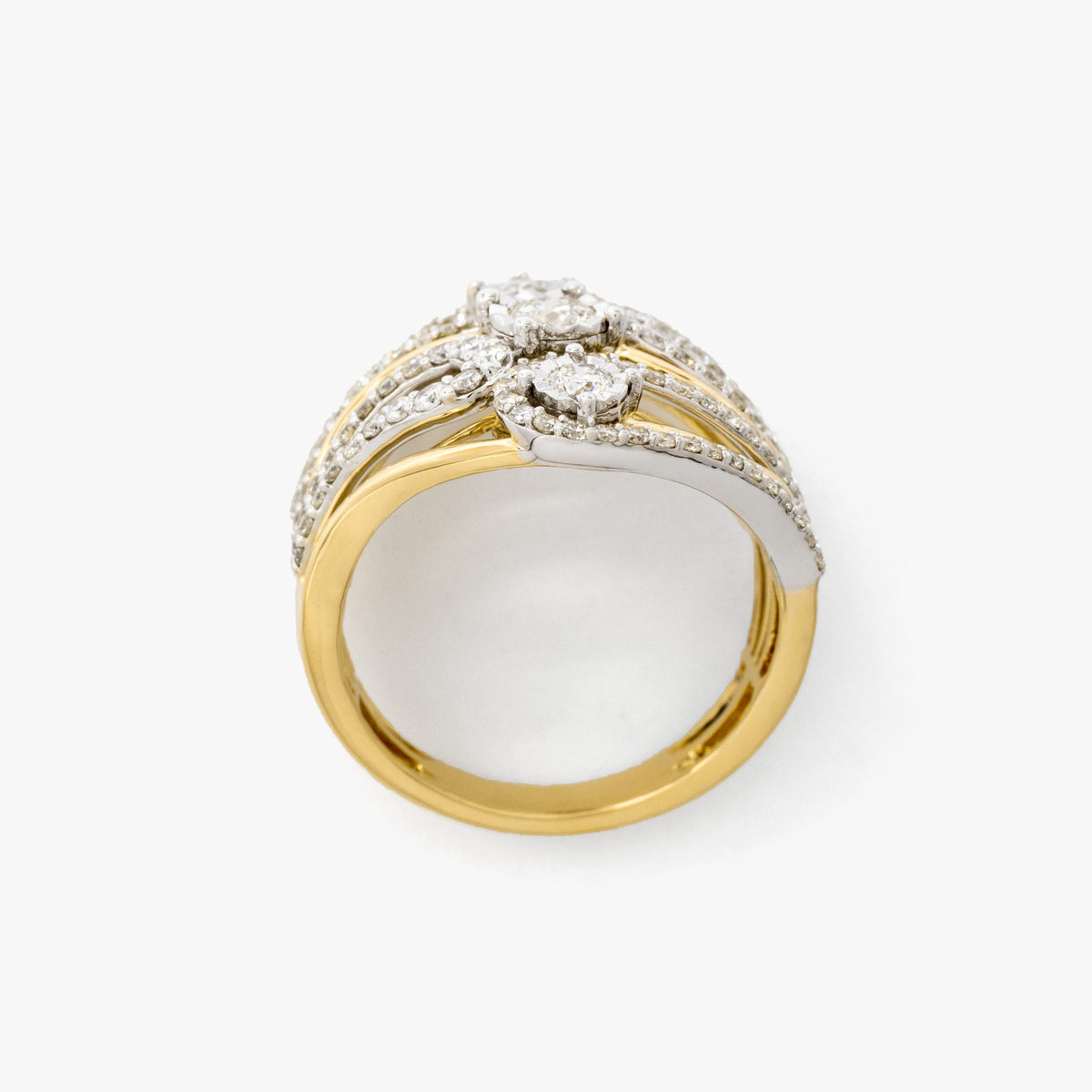 Diamond Cluster Ring in 10K Yellow and White Gold (0.96 ct tw)
