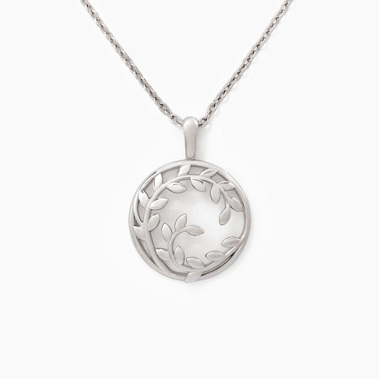 SilverNova Silver Circle Leaf Necklace