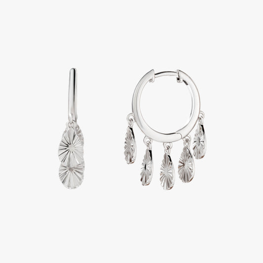 SilverNova Silver Dangle Sunray Hoop Earrings