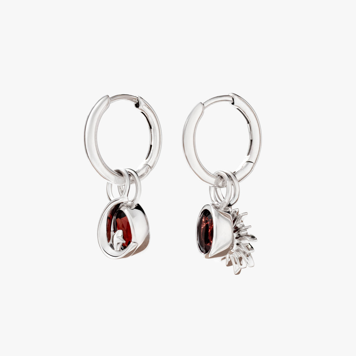 SilverNova Silver Garnet Sun and Moon Earrings