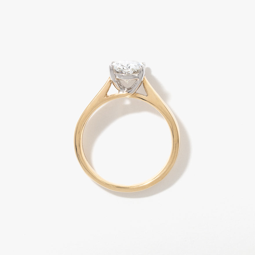 Lab Grown Oval Cut Diamond Engagement Ring in 14K Yellow Gold (2.00 ct tw)