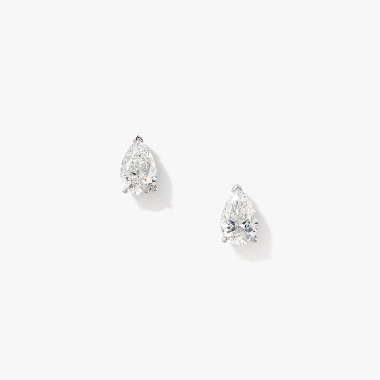 Lab Grown Pear Shape Diamond Stud Earrings in 14K White Gold (1.00 ct tw)