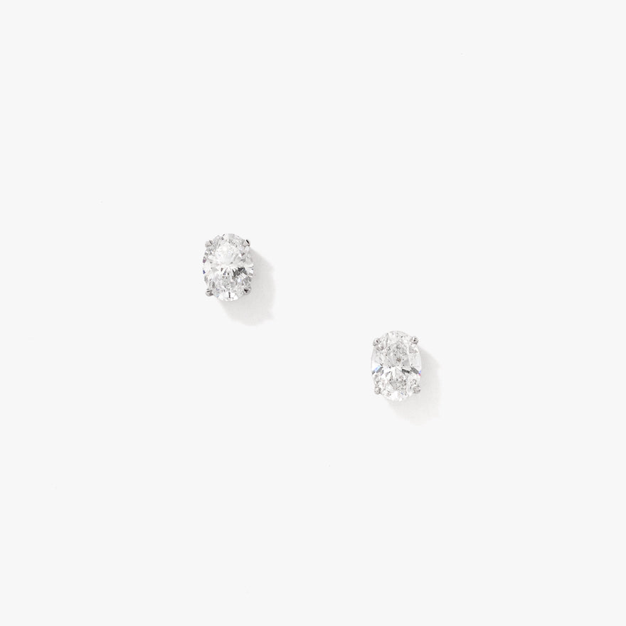 Lab Grown Oval Diamond Stud Earrings in 14K White Gold (0.50 ct tw)