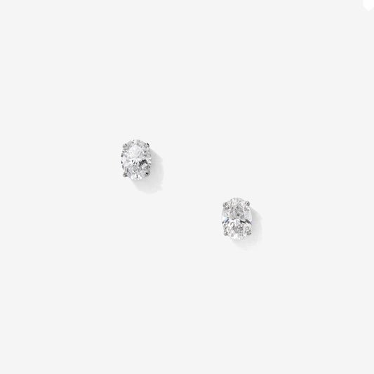 Lab Grown Oval Diamond Stud Earrings in 14K White Gold (0.50 ct tw)