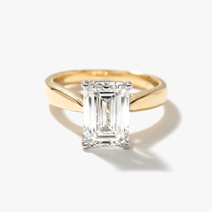 Lab Grown Emerald Cut Diamond Engagement Ring in 14K Yellow Gold (3.00 ct tw)