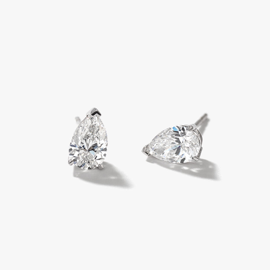 Lab Grown Pear Shape Diamond Stud Earrings in 14K White Gold (1.00 ct tw)