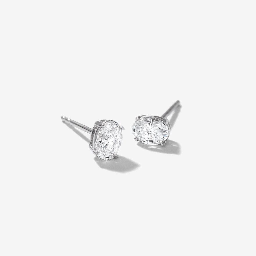 Lab Grown Oval Diamond Stud Earrings in 14K White Gold (0.50 ct tw)