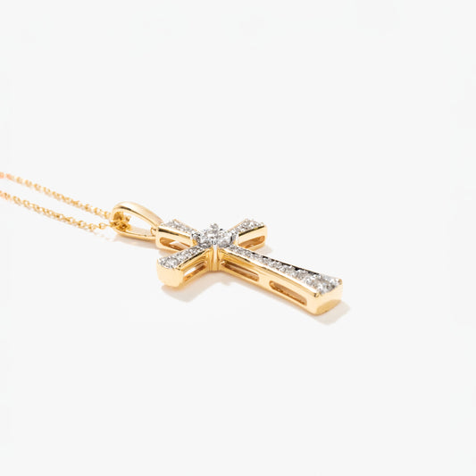 10K Yellow Gold Diamond Cross Pendant (0.21 ct tw)