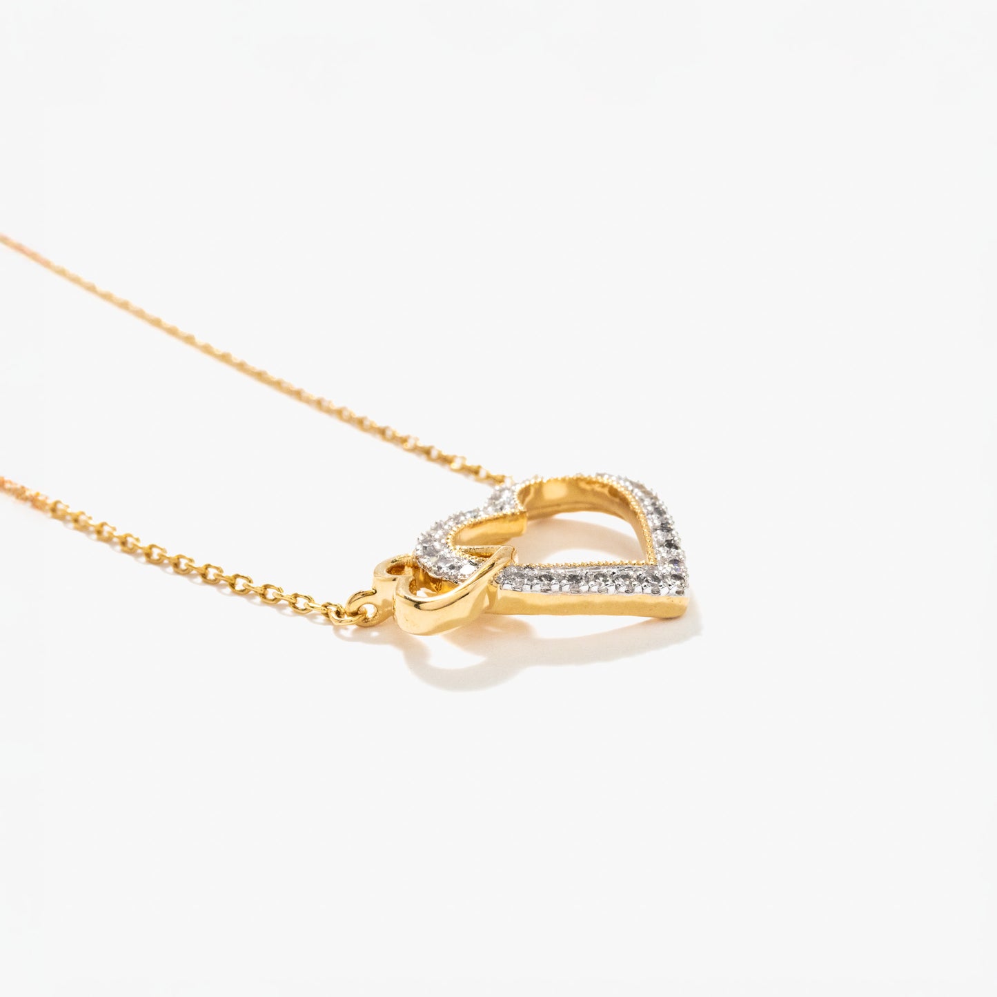 10K Yellow Gold Diamond Heart Necklace (0.12 ct tw)
