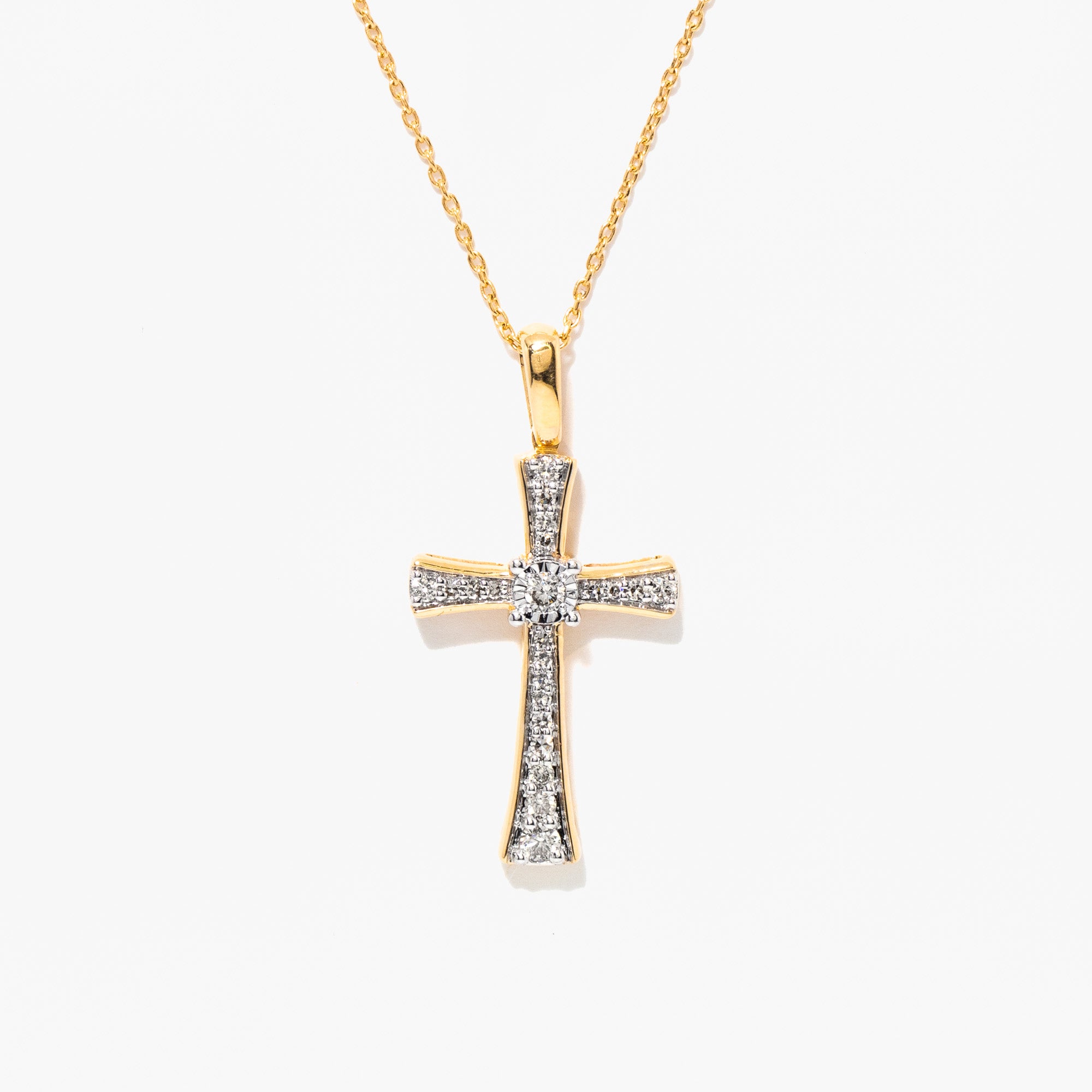 10K Yellow Gold Diamond Cross Pendant (0.21 ct tw)