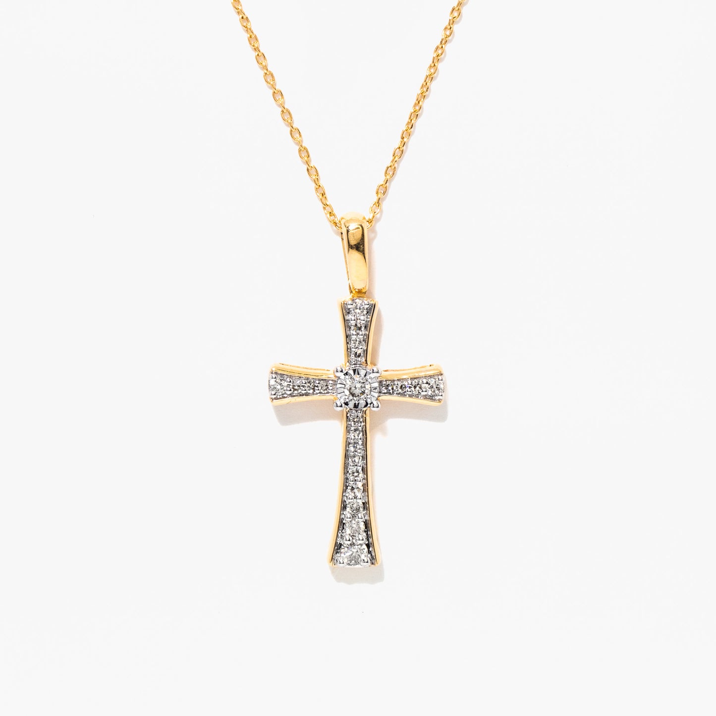 10K Yellow Gold Diamond Cross Pendant (0.21 ct tw)