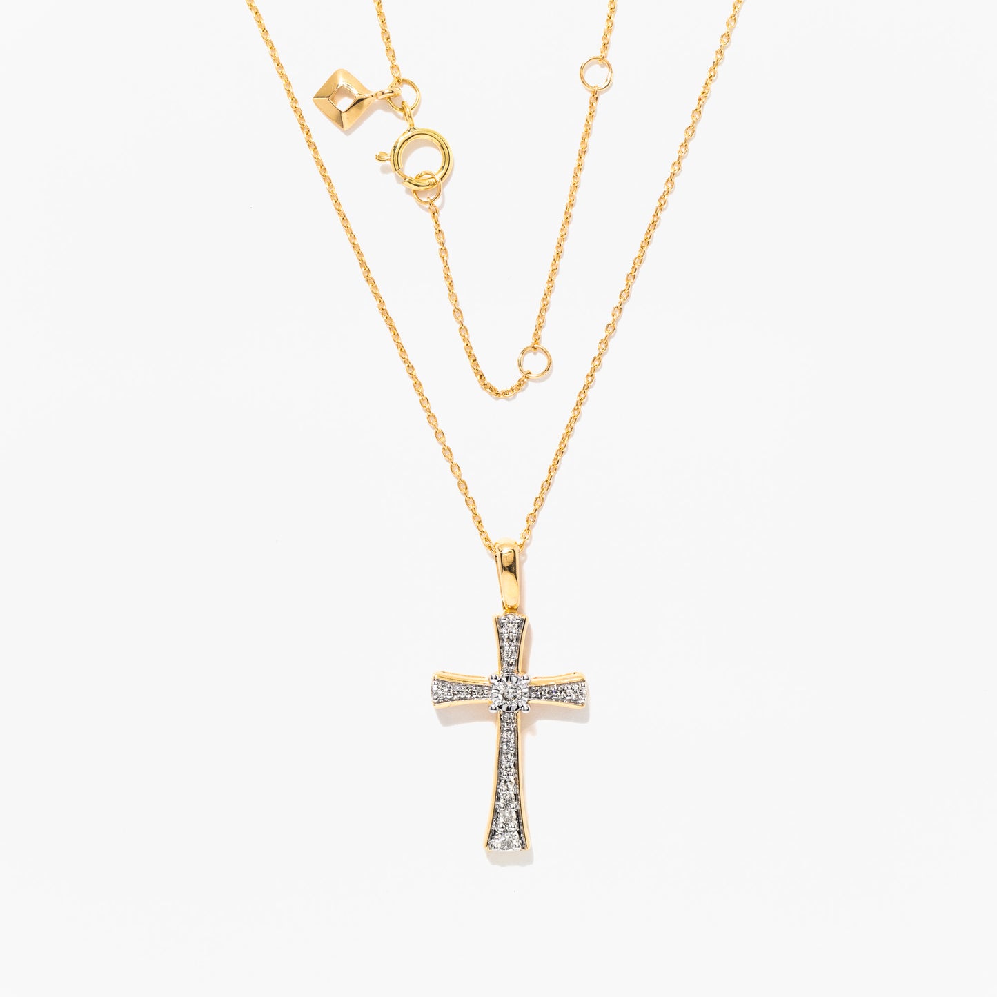 10K Yellow Gold Diamond Cross Pendant (0.21 ct tw)