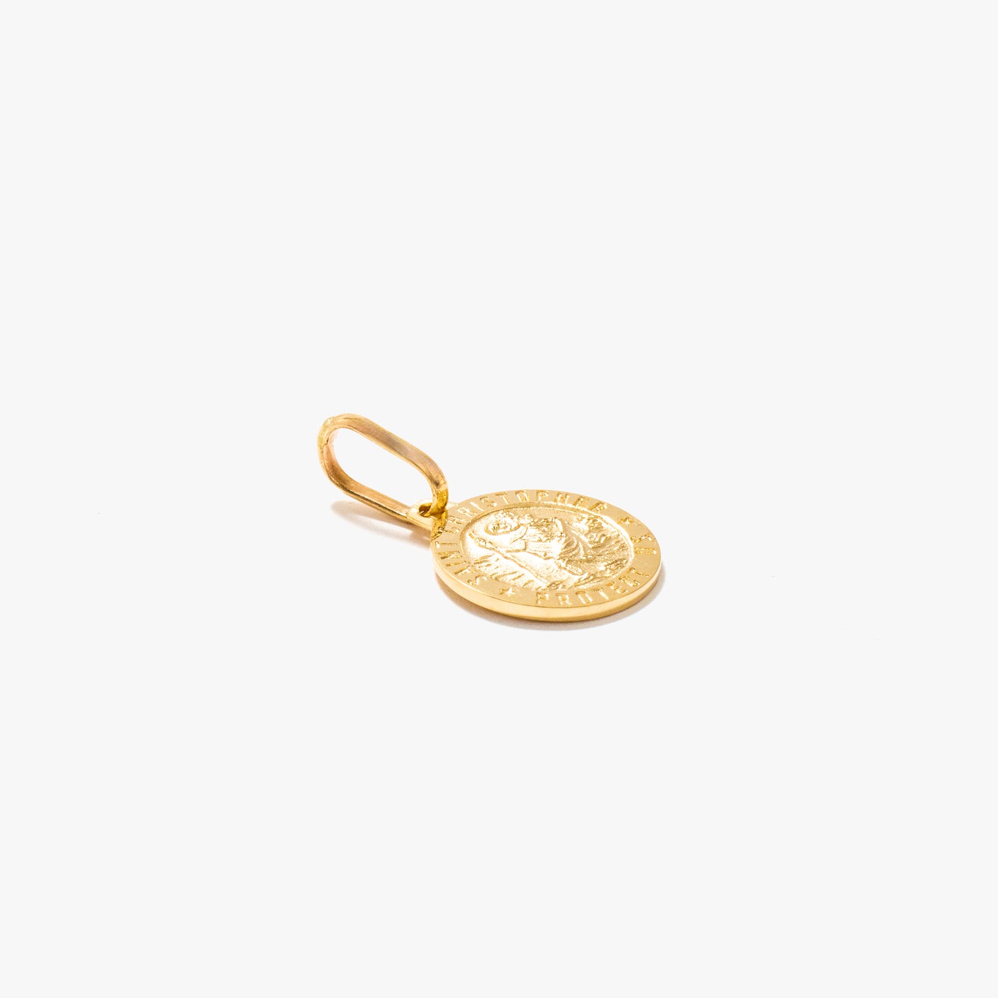 Round Saint Christopher Medal Charm in 10K Italian Yellow Gold