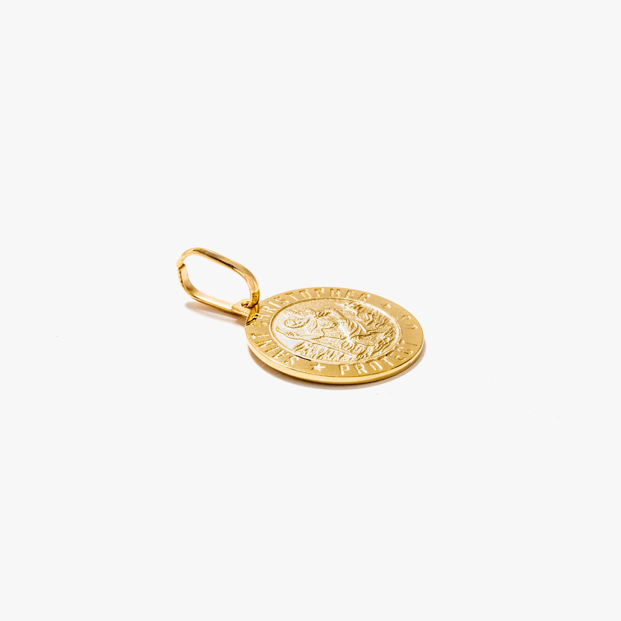 Round Saint Christopher Medal Charm in 10K Italian Yellow Gold