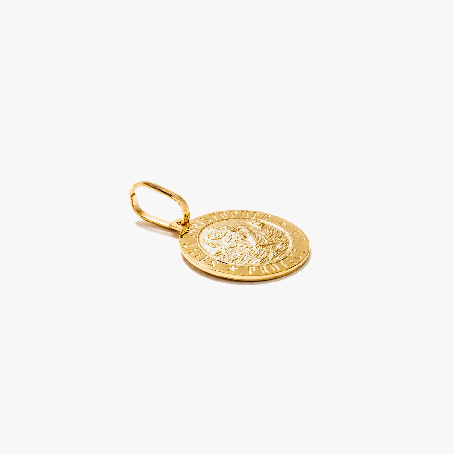 Round Saint Christopher Medal Charm in 10K Italian Yellow Gold