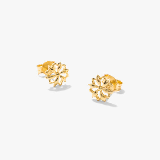 Flower Stud Earrings in 10K Yellow Gold