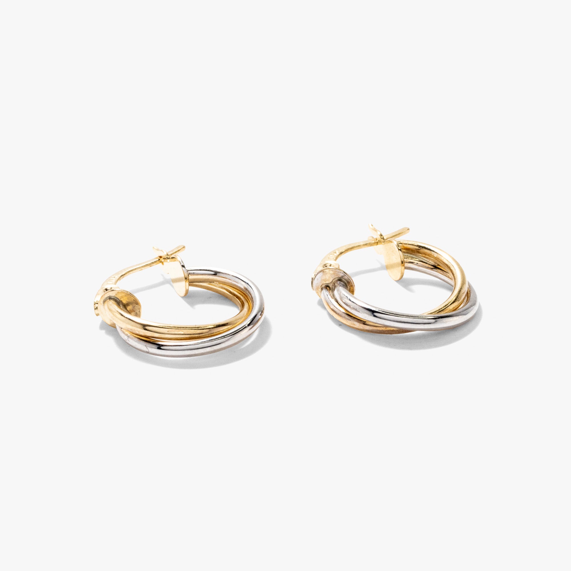 Twist Hoop Earrings in 10K Yellow and White Gold