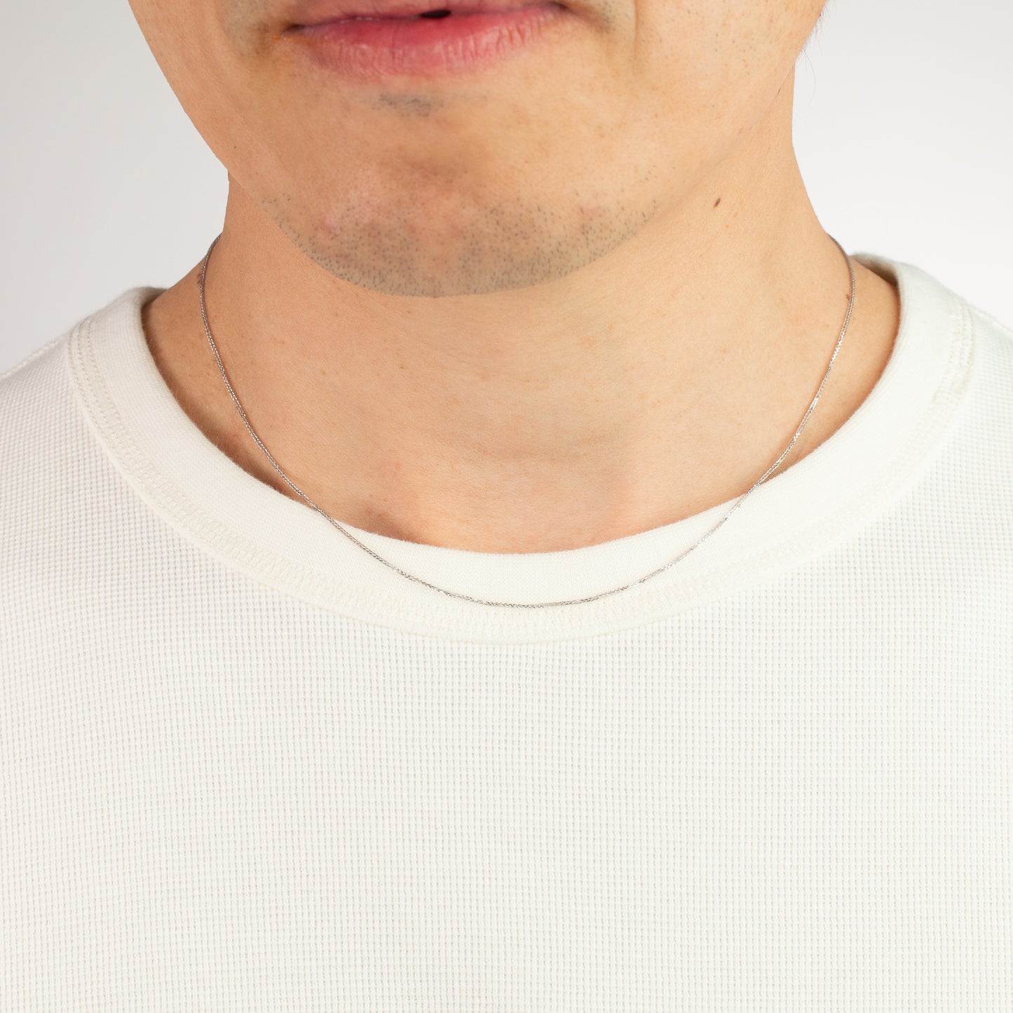14K White Gold Square 1.00mm Wheat Chain (18")