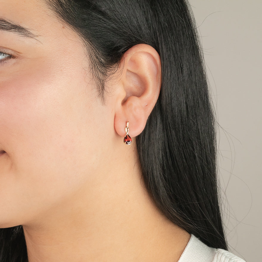 Pear Shape Garnet Earrings in 10K Yellow Gold