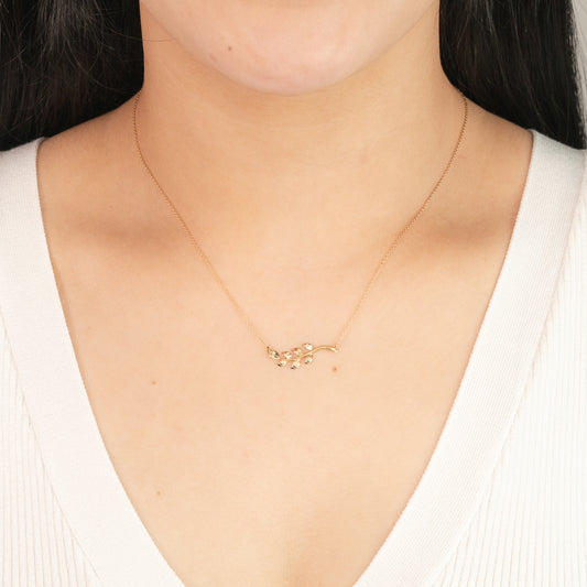 Leaf Vine Necklace in 10K Yellow Gold