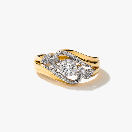Diamond Cluster Ring in 10K Yellow and White Gold (0.31 ct tw) (Copy)