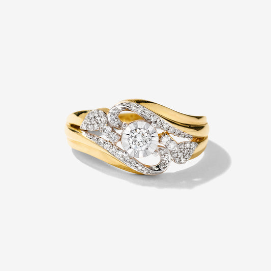 Diamond Cluster Ring in 10K Yellow and White Gold (0.31 ct tw)