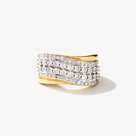 Diamond Cluster Ring in 10K Yellow and White Gold (0.51 ct tw)