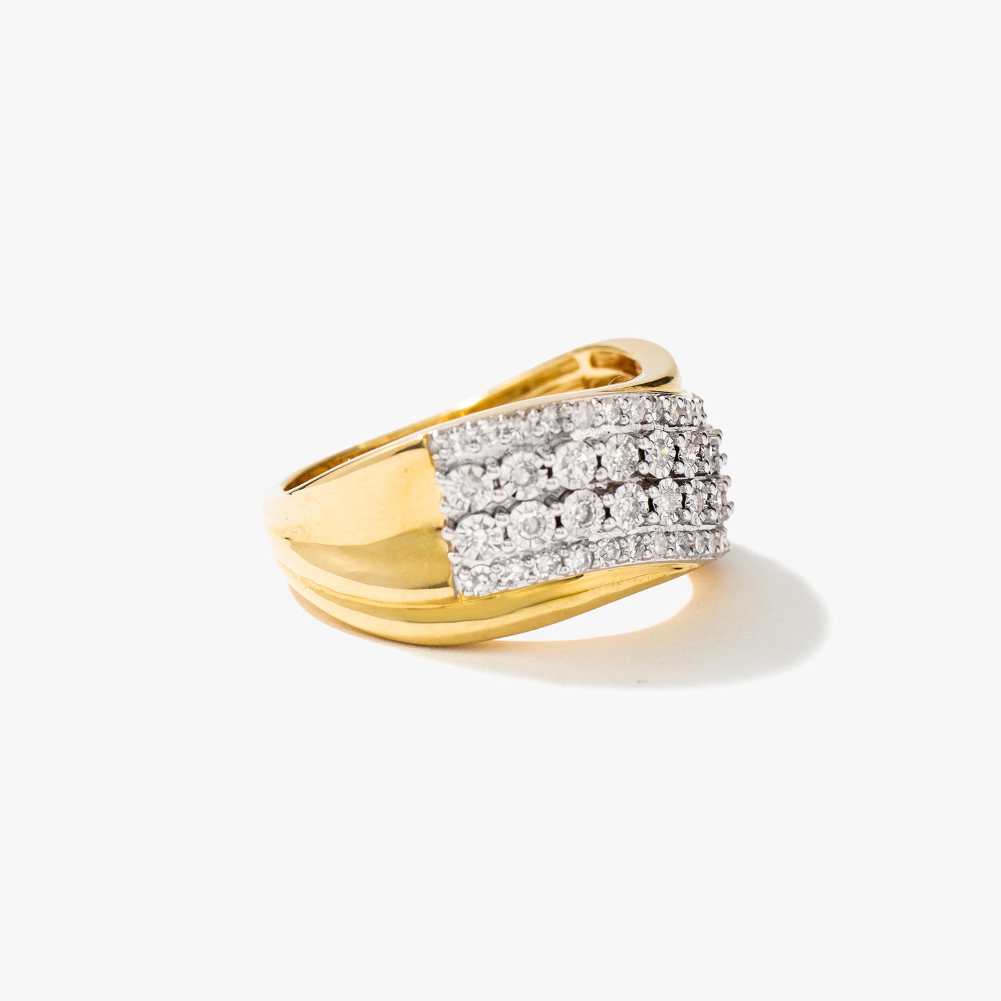 Diamond Cluster Ring in 10K Yellow and White Gold (0.51 ct tw)