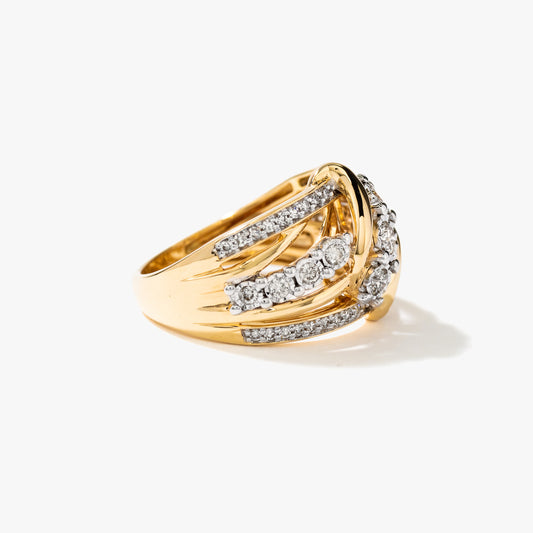 Diamond Cluster Ring in 10K Yellow and White Gold (0.55 ct tw)