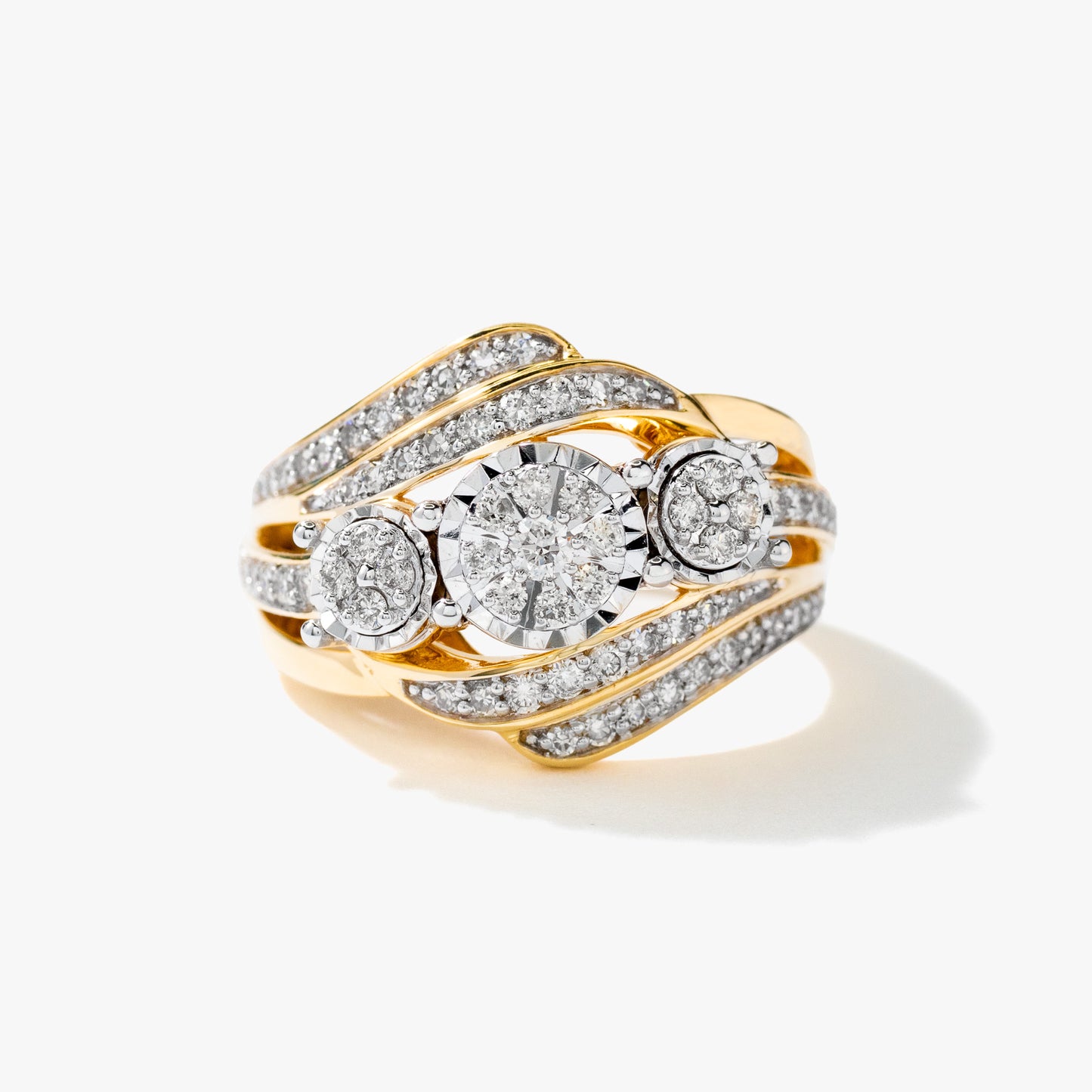 Diamond Dinner Ring in 10K Yellow and White Gold (0.62 ct tw)