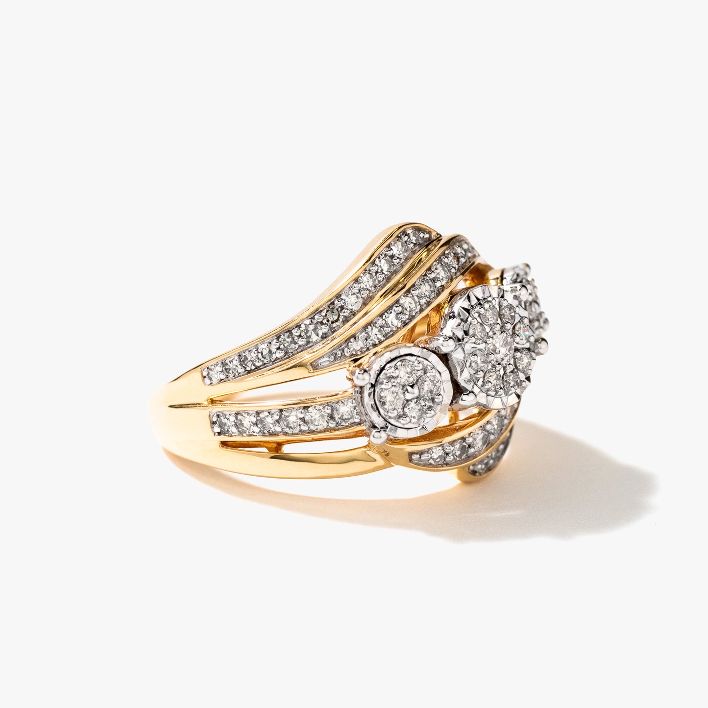 Diamond Dinner Ring in 10K Yellow and White Gold (0.62 ct tw)