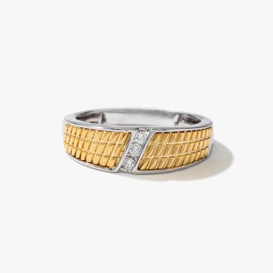 Men's Ring in 10K Yellow and White Gold (0.12 ct tw)