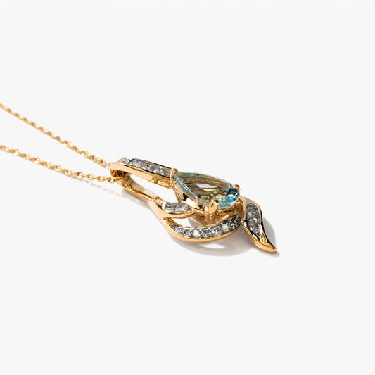 Aquamarine Pendant Necklace in 10K Yellow Gold