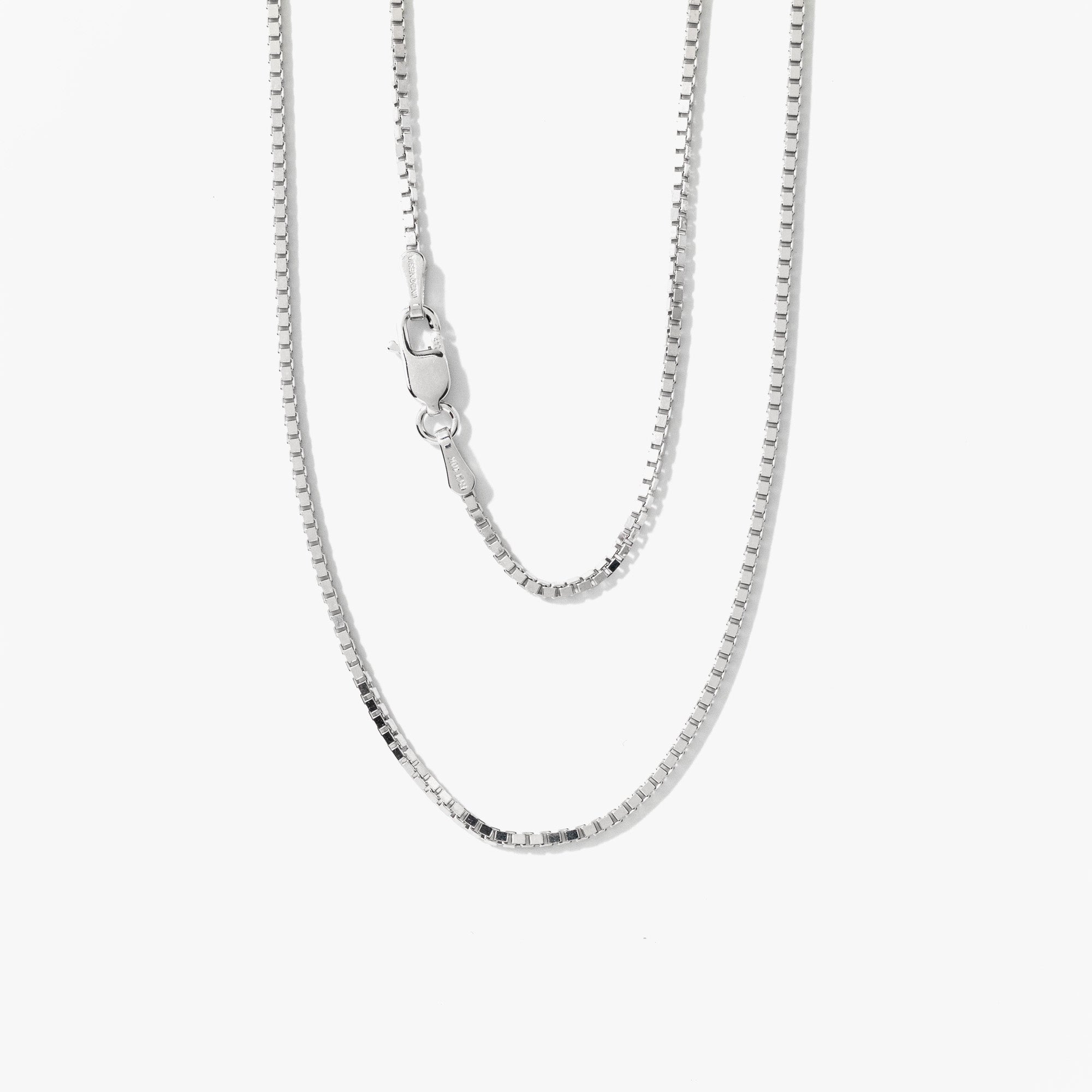 1.1mm Box Chain in 10K White Gold (22")