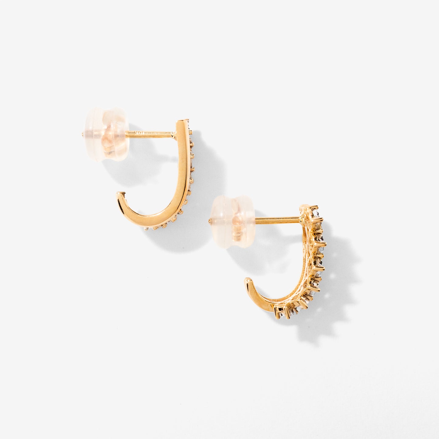 Diamond J Hook Earrings in 10K White and Yellow Gold (0.11 ct tw)