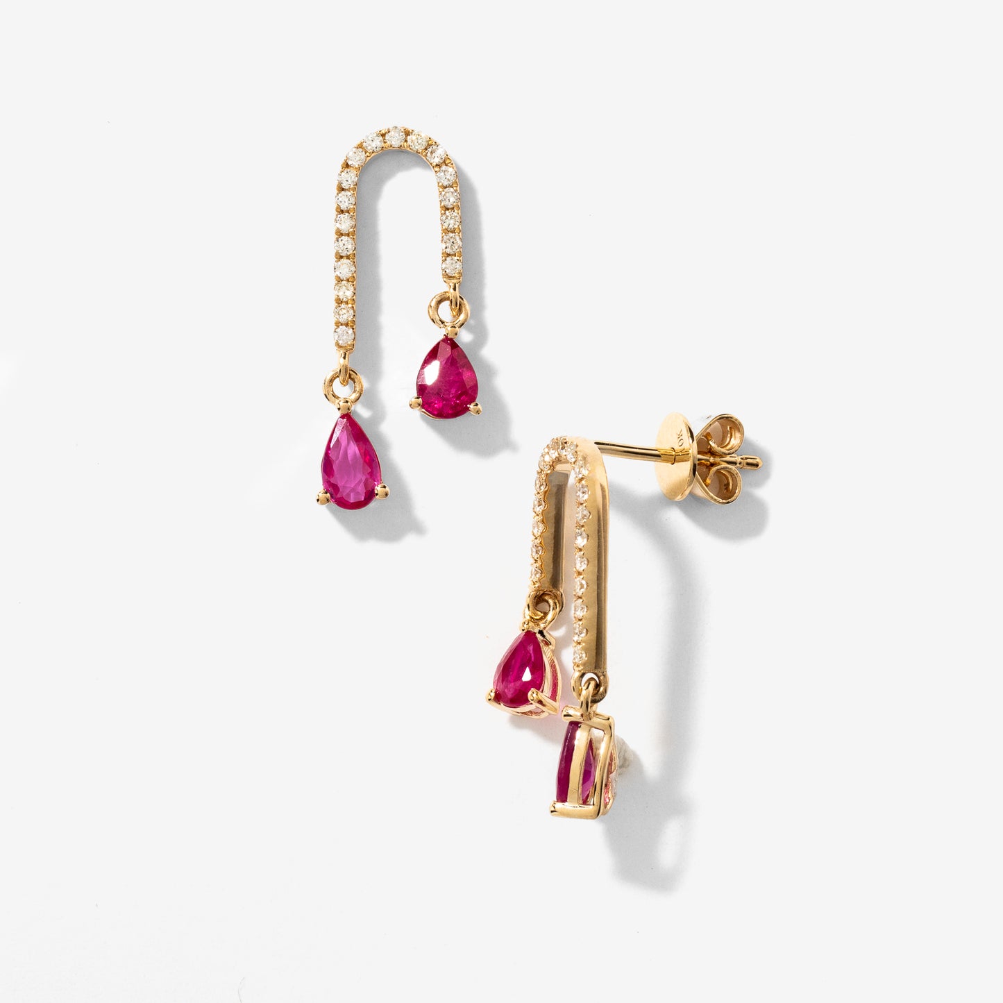 Ruby Earrings in 10K Yellow Gold