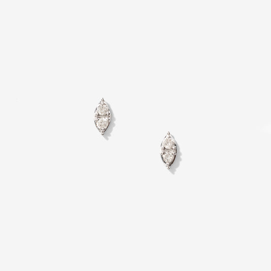 Marquise Shape Diamond Stud Earrings in 10K White Gold (0.16 ct tw)