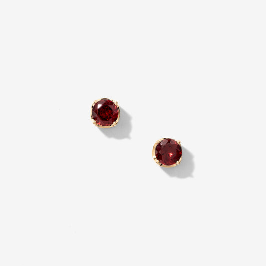 Garnet Stud Earrings in 10K Yellow Gold