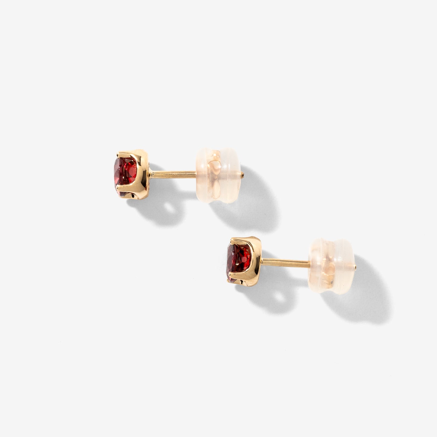 Garnet Stud Earrings in 10K Yellow Gold