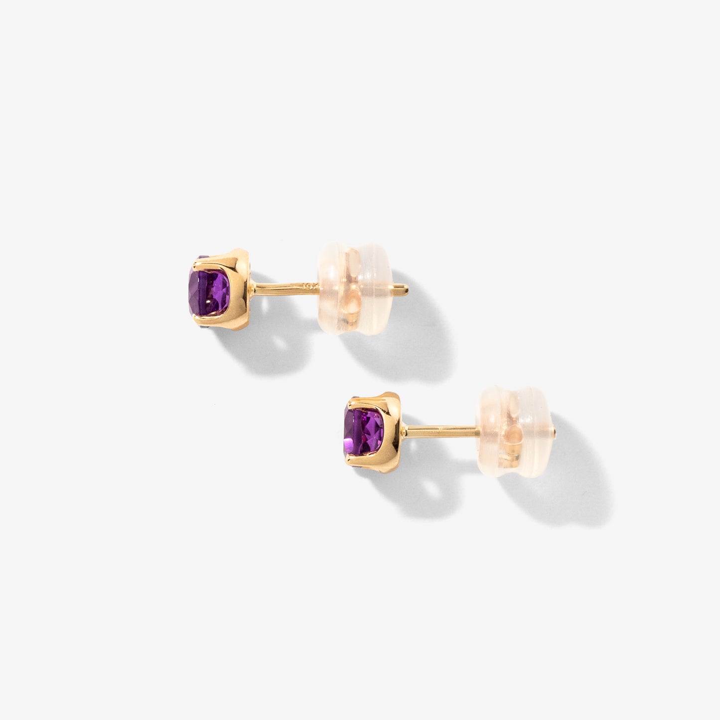 Amethyst Stud Earrings in 10K Yellow Gold