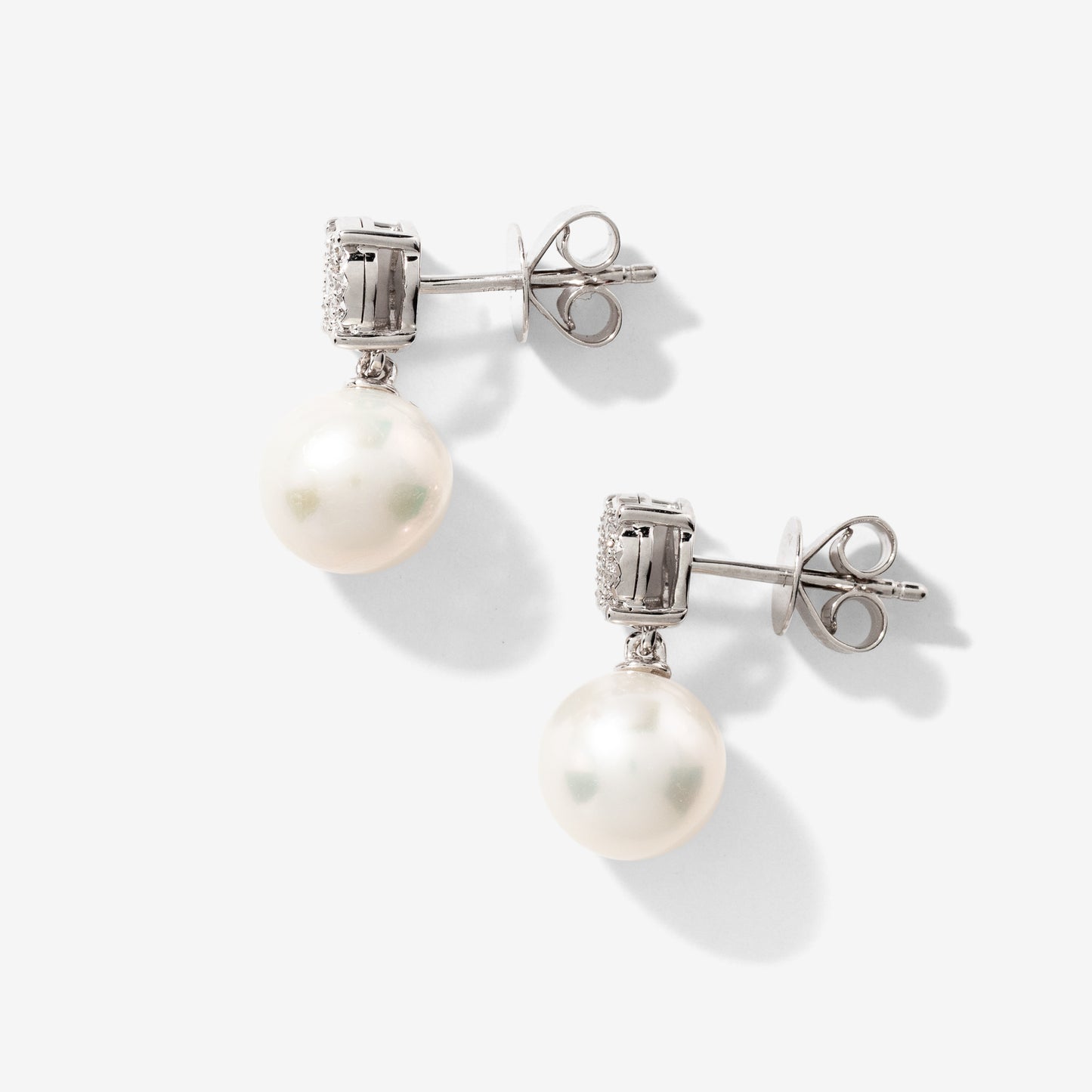 Pearl Dangle Earrings in 10K White Gold