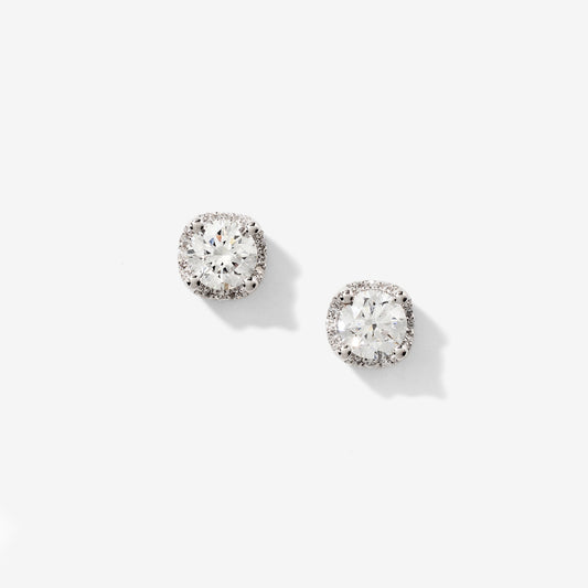 Lab Grown Diamond Stud Earrings in 14K White Gold (1.78 ct tw)