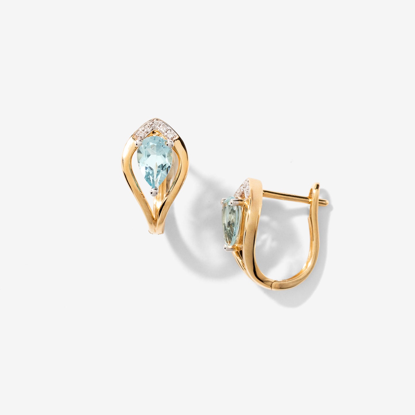 Aquamarine Earrings in 10K Yellow Gold