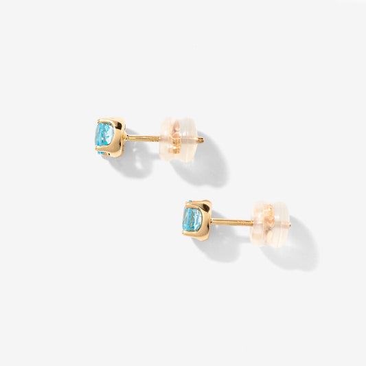 Blue Topaz Stud Earrings in 10K Yellow Gold