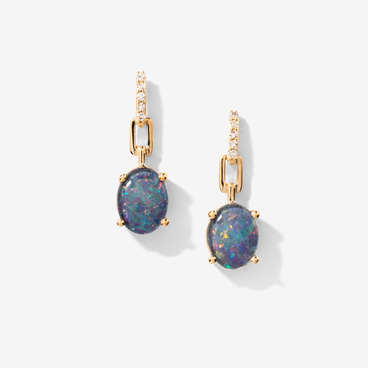 Doublet Opal Earrings in 10K Yellow Gold